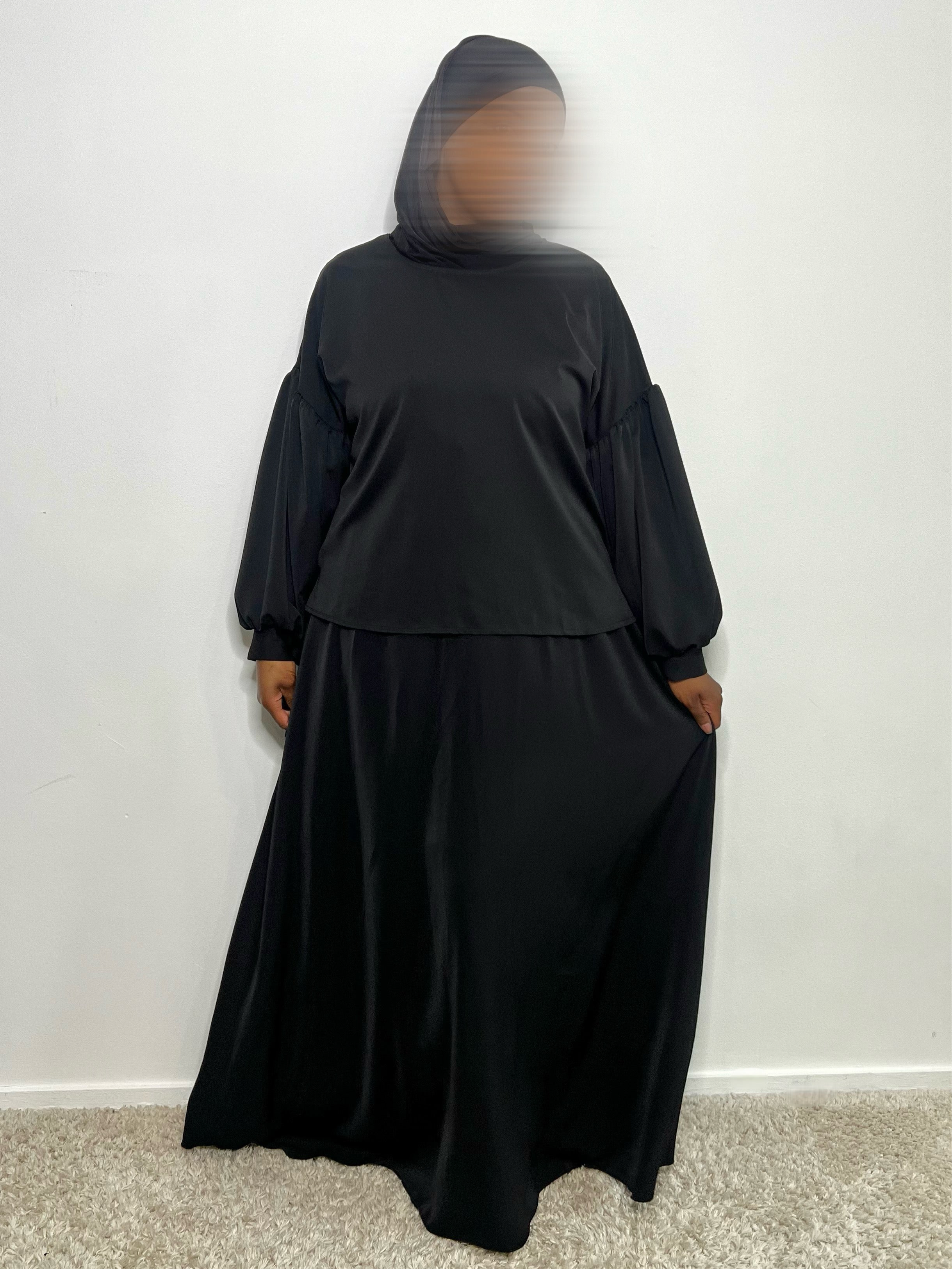Ensemble manches bouffantes noir